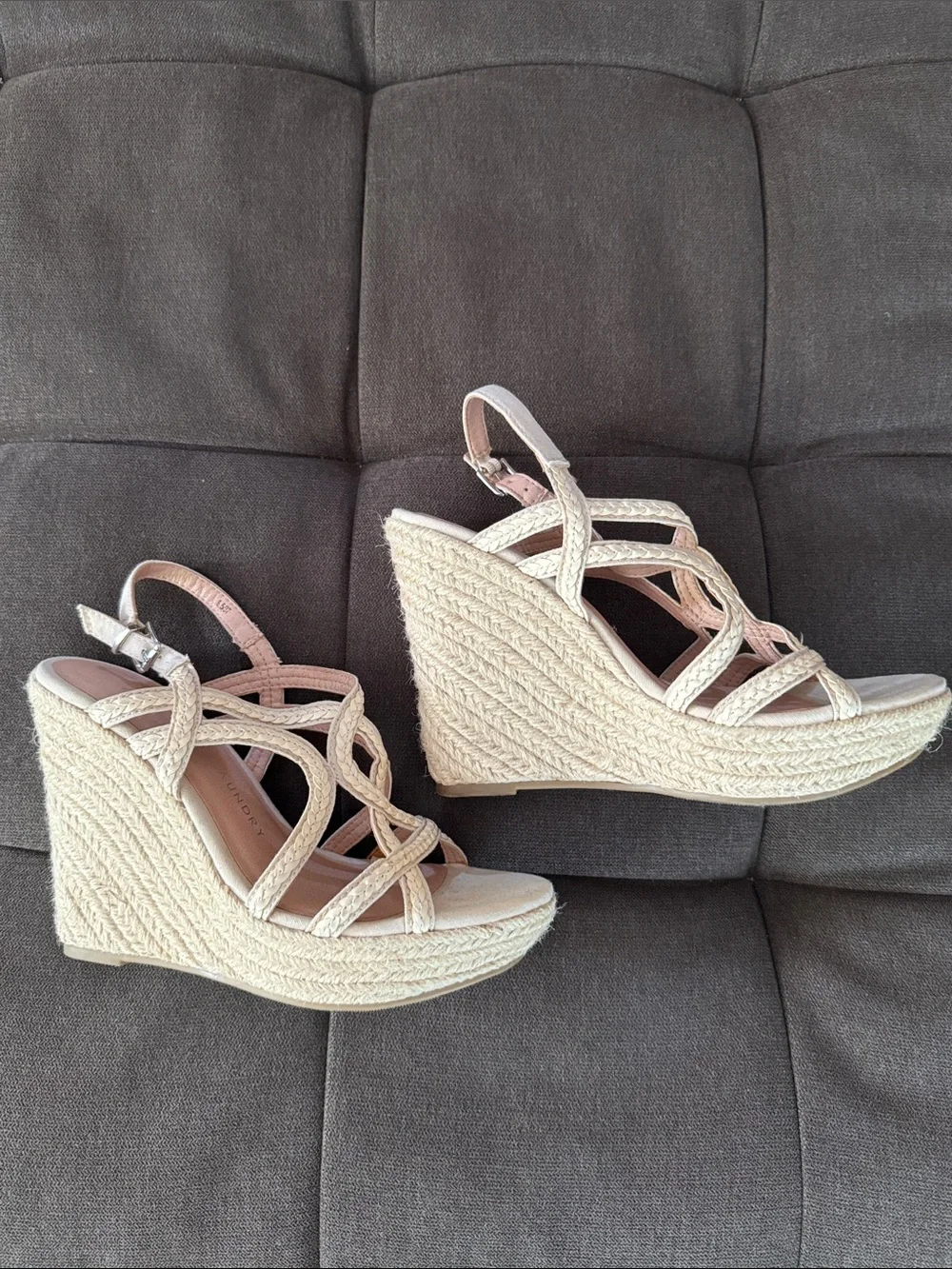 Chinese Laundry Cream Espadrille Wedge Sandals